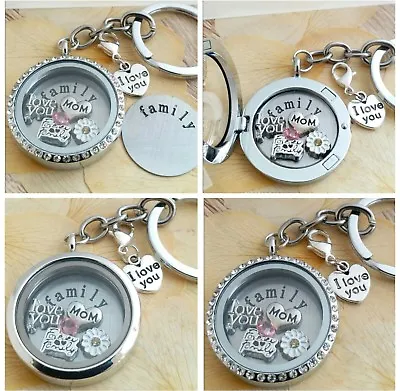  Floating Memory Locket Custom Charms Family Love Gift Keyring/Keychain/Necklace • £5.99