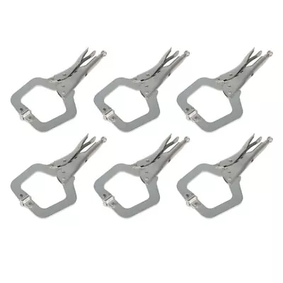 6 Pack 11 Inch Clamp Locking Pliers Adjustable Locking Welding With Swivel Pads • $30.14