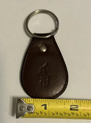 Vintage Polo Ralph Lauren Brown Leather Key Fob With Key Ring • $18