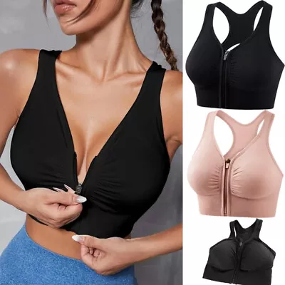 UK High Impact Sports Bra Racerback Padded Comfort Workout Bras Yoga Bra Fitness • £12.79