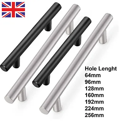 £1.97 • Buy Kitchen Cabinet Door Drawer Cupboard T Bar Handle 64mm-256mm Hole Centres Length