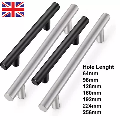 Kitchen Cabinet Door Drawer Cupboard T Bar Handle 64mm-256mm Hole Centres Length • £1.69