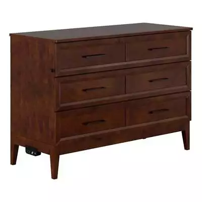 Santa Fe Full Murphy Bed Chest With Mattress & Built-in Charger In Walnut • $1287.99