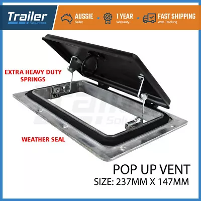 Pop Up Roof Air Vent Black 237x146mm Horse Float Trailer Caravan RV Canopy • $35.95