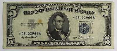 1953 $5 Five Dollars Silver Certificate Blue Seal Star Note *05402966A • $29.99