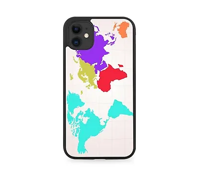 Colourful World Map Rubber Phone Case Atlas Countries Continents Earth K085 • £13.90