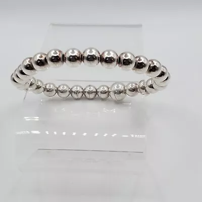 Sterling Silver Ball Bead Bracelet MILOR ITALY 7mm Beads  20g   8 1/4  Long • $19.99