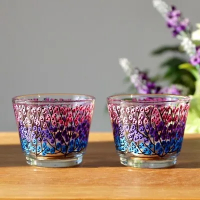 Ombre Berry Hand Painted Candle Holders - Set Of 2 • £16