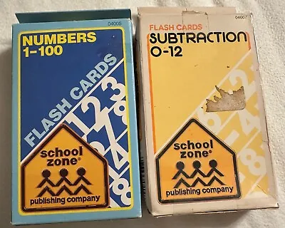 Vintage Home School Zone Flash Cards Subtraction & 1-100 Numbers 04005 04007 • $19.99