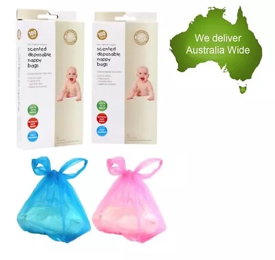 4 X Pack Of 100 Scented Disposable Nappy Bags White Baby Bag Nursery When Out • $19.99