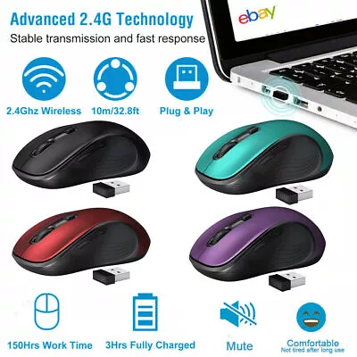 2.4GHz Wireless Optical Mouse Mice & USB Receiver For PC Laptop Computer DPI1600 • $5.99