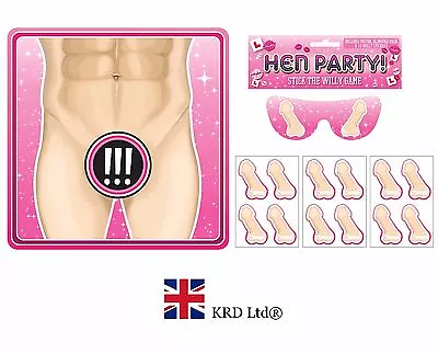 PIN THE WILLY TO MAN GAME Hen Night Party Bride To Be Junk On Hunk Fun 12 Player • £2.97