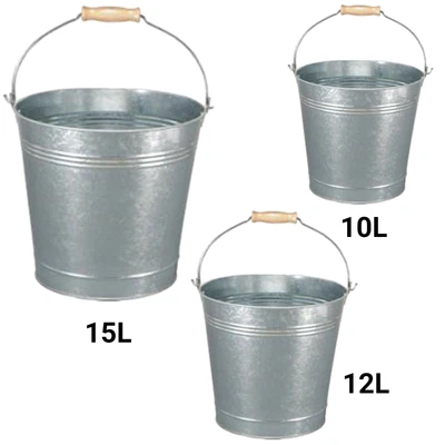 £8.99 • Buy Galvanised Metal Bucket Handle Plant Pot Coal Planter Strong Steel 10L 12L 15L