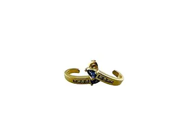 14K Yellow Gold Tanzanite And Diamond Half Hoop Earrings #15629 • $495