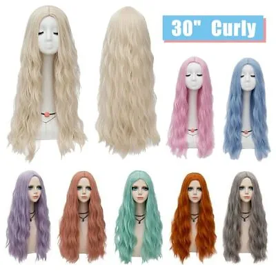 30'' Long Curly Wigs Brazilian Natural Wavy Womens Hair Cosplay Wig Party Xmas • £12.99