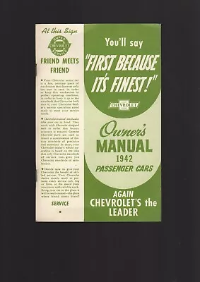 Chevrolet 1942 Passenger Cars Owners Manual  Instructions For Care & Operation • $28