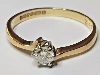 £130 • Buy 9ct Yellow & White Gold Solitaire Engagement Ring. Size K1/2