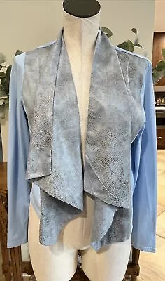 G By Giuliana Womens Large Cardigan Blue Long Sleeve Open Front Asymmetric C • $12.99