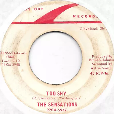 THE SENSATIONS Too Shy/Please Baby Please Sweet Soul Northern Soul 45 HEAR • $20