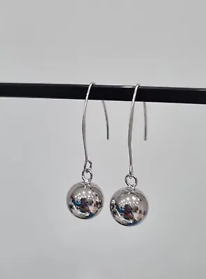 Silver Round Ball Shaped Pendant Drop Dangle Earrings UK Seller • £4.29