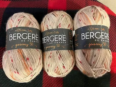 NEW-150 GRAMS-BERGERE DE FRANCE-goomy-3 PLY-75% WOOL-PINK & BEIGE • £5