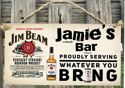 $15 • Buy Jim Beam Wooden Sign Plaque Country Personalised Beer Bar,GARAGE,Shed, Home