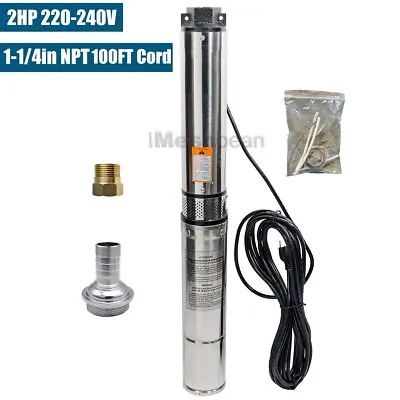 2HP 4  Deep Well Submersible Pump 220V 37 GPM 427' Max 100' Cord 12 Stage 60Hz • $152.99