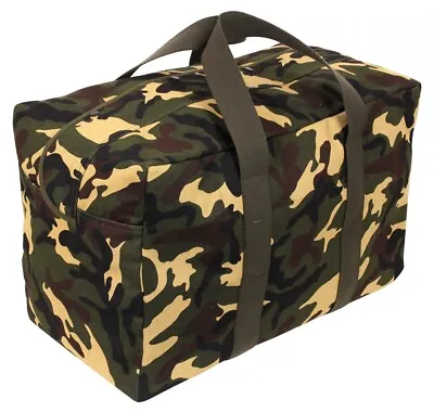 Woodland Camouflage Parachute Cotton Canvas Cargo Duffle Bag - Rothco 5123 • $35.99