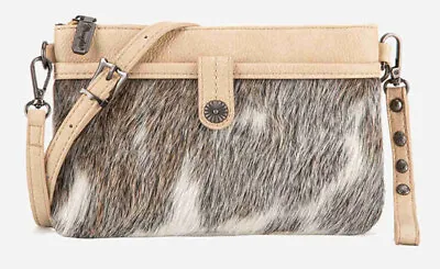 Montana West Wrangler Genuine Hair-On Cowhide Crossbody Clutch Purse • $36.99