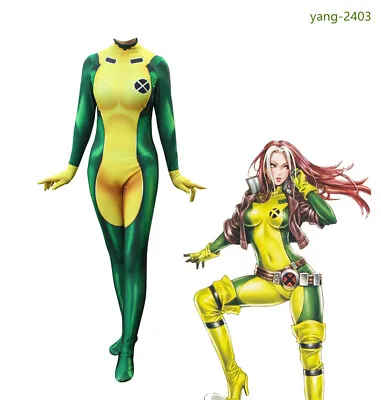 $40.49 • Buy X-MEN Rogue Anna Marie Hero Cosplay Zentai Jumpsuit Bodysuit Halloween Costume 