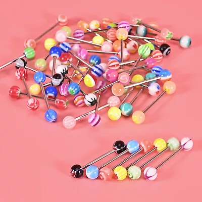 £4.49 • Buy 20 X Tongue Bars Piercing Bar Surgical Steel Barbell Nipple Tragus Eyebrow UK 