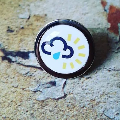 Unique! WEATHER SYMBOL PIN Chrome BBC Sun Rain Cloud METEOROLOGY Lapel BADGE • £6.99