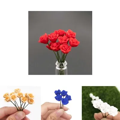 10PC 1/12 Scale Dollhouse Miniature Red Rose Mini Flowers Arrangement Accessorie • $8.79