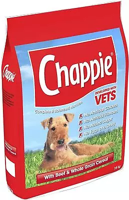 Chappie Dry Dog Food For Adult Dogs With Beef And Wholegrain Cereal 15 Kg • £37.99