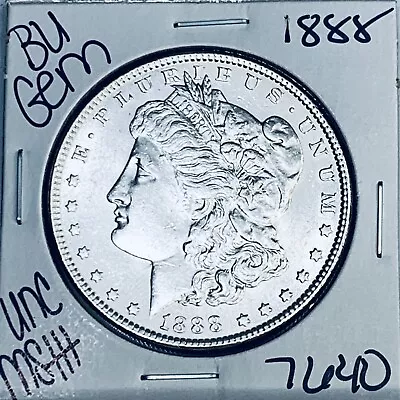1888 Bu Gem Morgan Silver Dollar Unc Ms++ Genuine U.s. Mint Rare Coin 7640 • $8.50