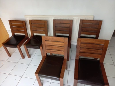 £40 • Buy M&S Sonoma, 6 Dark Oak Wooden Dining Chairs With Brown Faux Leather Seats