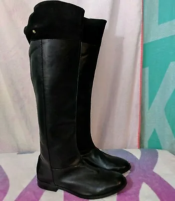 Victoria's Secret Black Equestrian Riding Boots Leather/Man-Made Upper Size US 9 • $49.95