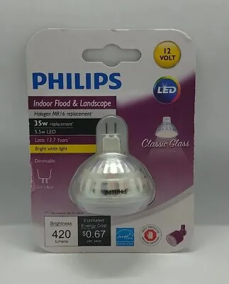 PHILIPS Glass 35 Watt MR16 Replacement GU5.3 Dimmable LED Floodlight (C4) • $12.99