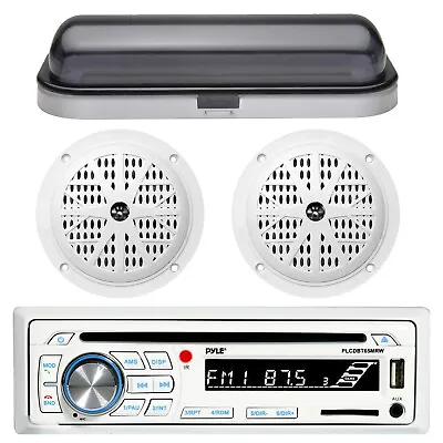 Pyle CD Player In Dash Marine Boat Receiver W/ Pair Speaker And Radio Cover • $101.99