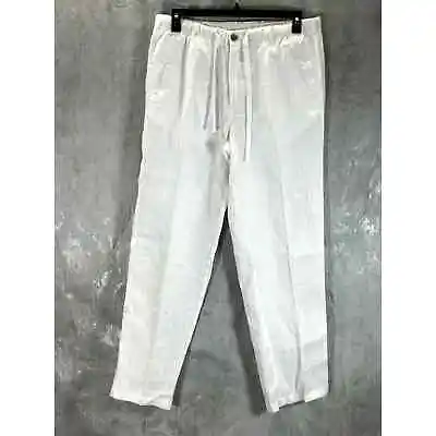 TASSO ELBA Men's White Drawstring Linen Pants SZ L • $24