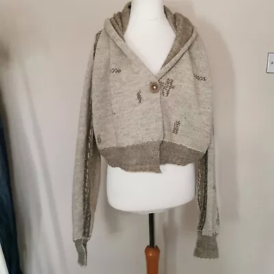 Crea Concept Size 14 (EUR 42) 100% Pure New Wool Beige Lagenlook Cardigan • £59.99