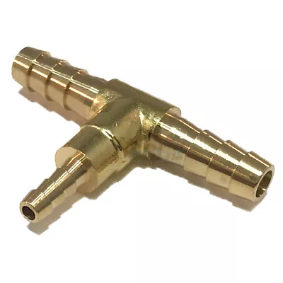 1/4  X  1/8  HOSE BARB TEE Brass Pipe 3 WAY T Fitting Thread Gas Fuel Water Air • $12.49