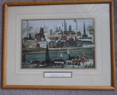 £9.99 • Buy L. S. Lowry Framed & Mounted Print THE CANAL - Faux Bamboo Wooden Frame