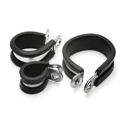 £3.99 • Buy Rubber Lined P Clips Hose Pipe Clamp Cable Mounting Clip Stainless Steel & W1