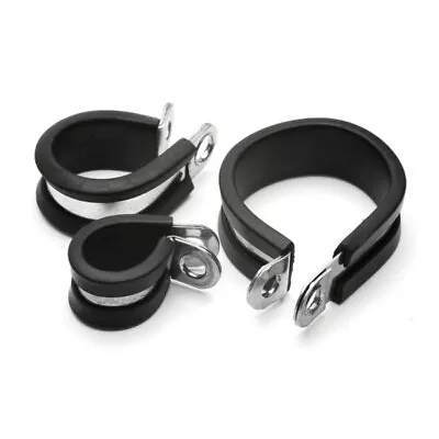 Rubber Lined P Clips Hose Pipe Clamp Cable Mounting Clip Stainless Steel & W1 • £2.49