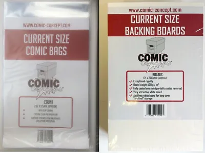 10 X COMIC CONCEPT CURRENT BACKING BOARDS AND 10 X CURRENT COMIC BAGS • £5.30