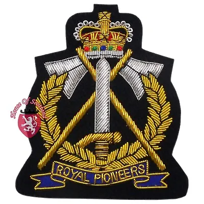 HS Royal Pioneer Corps Blazer Badge Bullion Gold & Silver Wire Hand Embroidered • £17.99