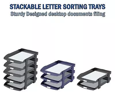 Sturdy Plastic Letter Filing Tray A4 Desk Document Organiser Paper Sorting Tower • £8.95