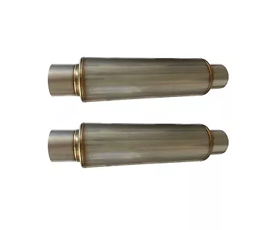 A Pair Of 3.0'' In/Out Exhaust Muffler 4.5  Round Body Moderate Sound • $88.89