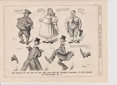 1902 Punch Cartoon Effect Of Dan Leno And Herbert Campbell's Visit To Parliament • £1.99